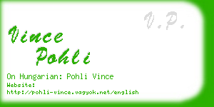 vince pohli business card